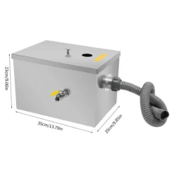 20L Kommersiell Fettavskiljare, Hållbart Rostfritt Stål, Automatisk Avstängningsanordning,Silver