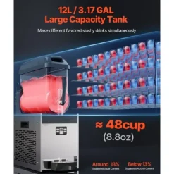 12L Kommersiell Slushy Maskin, Margarita Smoothie Frusen Dryckstillverkare, Kraftfull, Snabbkylning