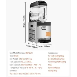 12L Kommersiell Slushy Maskin, Margarita Smoothie Frusen Dryckstillverkare, Kraftfull, Snabbkylning