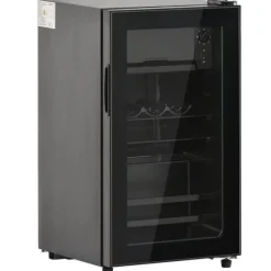 76L Mini-Kylskåp, 6L frys + 70L kyl, LED-ljus, För 51 burkar, Tyst drift, Kompressor, Justerbara hyllor