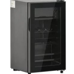 76L Mini-Kylskåp, 6L frys + 70L kyl, LED-ljus, För 51 burkar, Tyst drift, Kompressor, Justerbara hyllor