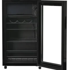 76L Mini-Kylskåp, 6L frys + 70L kyl, LED-ljus, För 51 burkar, Tyst drift, Kompressor, Justerbara hyllor