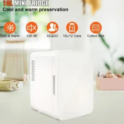 10L portabelt litet kylskåp för fordon och hem, mini bilkylskåp, kallt och varmt dubbla lägen, tyst drift