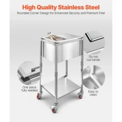 28L Rullande Kylbox, Utomhus Stående Islåda på Hjul, Utfällbara Handtag, Perfekt för Camping och Picknick