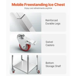 28L Rullande Kylbox, Utomhus Stående Islåda på Hjul, Utfällbara Handtag, Perfekt för Camping och Picknick