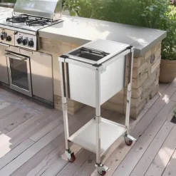 28L Rullande Kylbox, Utomhus Stående Islåda på Hjul, Utfällbara Handtag, Perfekt för Camping och Picknick