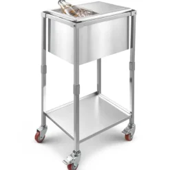 28L Rullande Kylbox, Utomhus Stående Islåda på Hjul, Utfällbara Handtag, Perfekt för Camping och Picknick