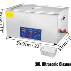 30L 600W 40kHz ultraljudsrengörare med justerbar tid/temperatur, kraftfull rengöring, användarvänliga detaljer