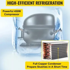 6L 450W slush maskin för hemmabruk, 4 valbara lägen, effektiv kylning, 360° omrörning, lätt att använda, lätt att rengöra