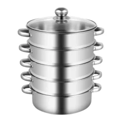 5-lagers ångkokare i rostfritt stål, stor kapacitet, multifunktionell bottenkastrull, lämplig för alla spisar
