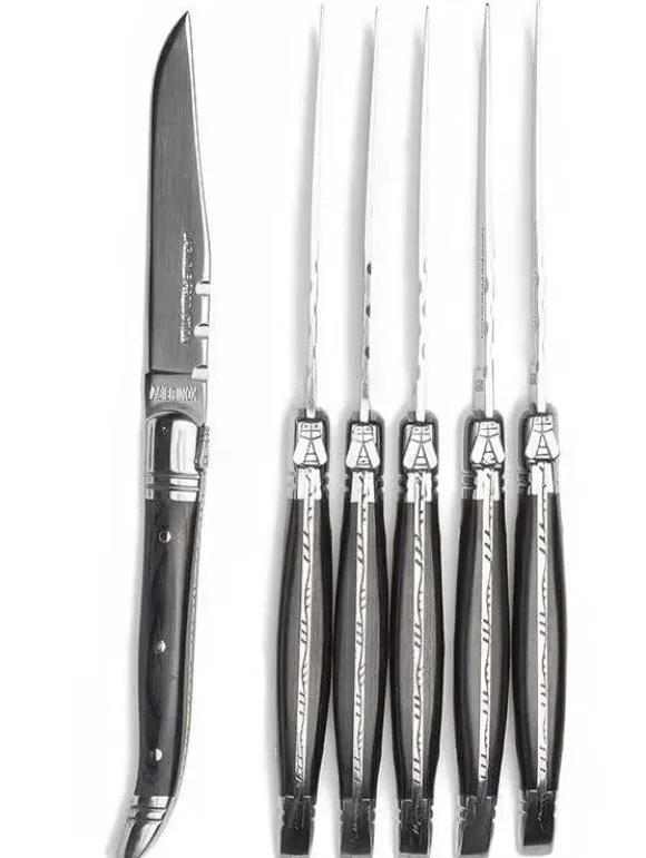 Laguiole Heritage stekknivar 6 st Svart