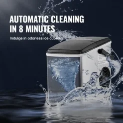 26lbs/dag 105W bärbar ismaskin, justerbar isbitsstorlek, snabb istillverkning, utmärkt isoleringsteknik, självrengörande, lågt ljud