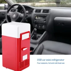 LED Mini USB Kylskåp USB Kylskåp Dryckesburkar Kylskåp och Värmare Röd