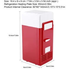 LED Mini USB Kylskåp USB Kylskåp Dryckesburkar Kylskåp och Värmare Röd