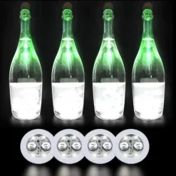 LED-belysta glasunderlägg - Faderr - Set med 10 - Runda - Vit - 3 ljuslägen