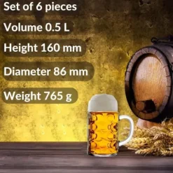 Ölglas, Ölsejdel, Ölkrus, Ölmugg - set med 6 ölglas ISAR 0,5 liter