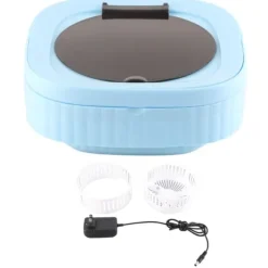 Liten hopfällbar tvättmaskin TPE och PP 100‑240V Inbyggd dehydrator 6L Mini Bärbar Hinkbricka för Underkläder Strumpa Blå US Plugg