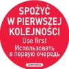 Livsmedelssäkerhetsdekaler äter först PL RU EN 500 st Hendi 850152