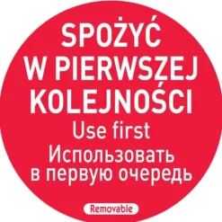 Livsmedelssäkerhetsdekaler äter först PL RU EN 500 st Hendi 850152
