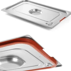 Lock till GN Profi Line-behållare med silikontätning och utskärning för GN1/3-handtag 325x176mm stål - Hendi 804339