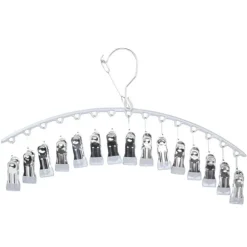 Lollanda Byx-/kjolgalge med clips 2-pack – Metallhängare med 15 klämmor, Vindbeständig och Praktisk för Förvaring