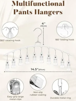 Lollanda Byx-/kjolgalge med clips 2-pack – Metallhängare med 15 klämmor, Vindbeständig och Praktisk för Förvaring