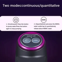 Lollanda Elektrisk automatisk vattenflaskpump för camping och hemmabruk, USB-Laddning, hink vattenpump, automatisk dryckespump - Svart