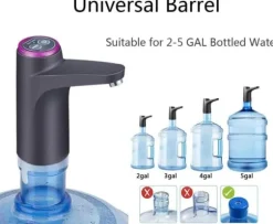 Lollanda Elektrisk automatisk vattenflaskpump för camping och hemmabruk, USB-Laddning, hink vattenpump, automatisk dryckespump - Svart
