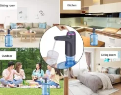 Lollanda Elektrisk automatisk vattenflaskpump för camping och hemmabruk, USB-Laddning, hink vattenpump, automatisk dryckespump - Svart