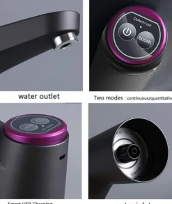 Lollanda Elektrisk automatisk vattenflaskpump för camping och hemmabruk, USB-Laddning, hink vattenpump, automatisk dryckespump - Svart