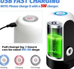 Lollanda Elektrisk vattendispenser, Flaskvattendispenser Universell USB-laddningsbar elektrisk vattenflaskpump för Hem och Camping