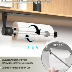 Lollanda Hushållspappershållare utan borrning med dämpningseffekt, självhäftande eller borrade för kök