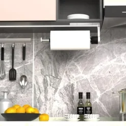 Lollanda Hushållspappershållare utan borrning med dämpningseffekt, självhäftande eller borrade för kök