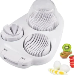 Lollanda 3-i-1 Äggskärare i Rostfritt Stål - Multifunktionell Skivare för Kokta Ägg, Hållbar Köksredskap