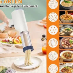 Lollanda Lollanda 6-i-1 automatisk pastamaskin, elektrisk pastamaskin, handhållen automatisk pastatillverkare, ergonomisk design, lätt att rengöra