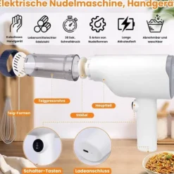 Lollanda Lollanda 6-i-1 automatisk pastamaskin, elektrisk pastamaskin, handhållen automatisk pastatillverkare, ergonomisk design, lätt att rengöra