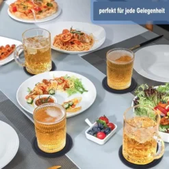 Lollanda 12-pack glasunderlägg i silikon med stabil och halkfri design – inkluderar metallställ för enkel och ordnad förvaring