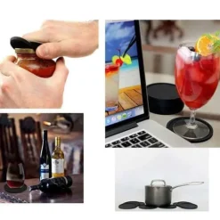 Lollanda 12-pack glasunderlägg i silikon med stabil och halkfri design – inkluderar metallställ för enkel och ordnad förvaring