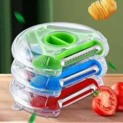 Lollanda 2-pack 3-i-1 Multifunktionell roterande skalare - Grönsaksskalare & Råkostjärn & Potatisskalare