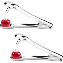 Lollanda 2-pack multifunktionell körsbärskärnare i rostfritt stål – bärbar fruktkärnare, perfekt för att göra körsbärssylt