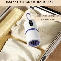 Lollanda Portabel torktumlare – 360° varmluftstork med torkpåse, tyst drift, timer 30–240 minuter, perfekt för resa