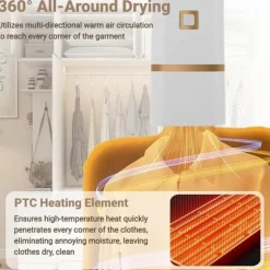 Lollanda Portabel Torktumlare, Minitork för Kläder, Snabbtork, med Torkpåse, Kompakt, för Resor & Hem