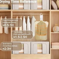 Lollanda Portabel Torktumlare, Minitork för Kläder, Snabbtork, med Torkpåse, Kompakt, för Resor & Hem