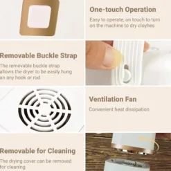 Lollanda Portabel Torktumlare, Minitork för Kläder, Snabbtork, med Torkpåse, Kompakt, för Resor & Hem