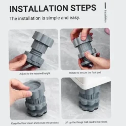 Lollanda Tvättmaskin Vibrationsdämpare Fötter 4-pack – Höjdjusterbara, Halkfria och Stötdämpande Kuddar för Tvättmaskin och Torktumlare