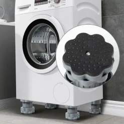 Lollanda Tvättmaskin Vibrationsdämpare Fötter 4-pack – Höjdjusterbara, Halkfria och Stötdämpande Kuddar för Tvättmaskin och Torktumlare