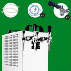 öltapp Kontakt 40/K 2-linjers torrkylningsenhet av rostfritt stål, 50 liter/h, med membranpump, Green Line, KEG:Type M, KEG 2:Type D