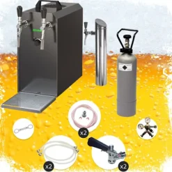 Öltapp, öldispenser, ölmaskin STREAM 50 ölväska, genomströmningskylare, 2-rads torrkylare, 55 liter/h SVART UTGÅNG, KEG 2:Type M, KEG:NC Adapter