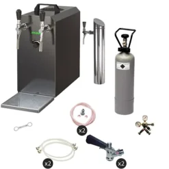 Öltapp, öldispenser, ölmaskin STREAM 50 ölväska, genomströmningskylare, 2-rads torrkylare, 55 liter/h SVART UTGÅNG, KEG 2:Type M, KEG:NC Adapter