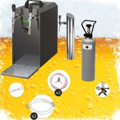 Öltapp, öldispenser, ölmaskin STREAM 50 ölväska, genomströmningskylare, 2-rads torrkylare, 55 liter/h SVART UTGÅNG, KEG 2:Type M, KEG:NC Adapter